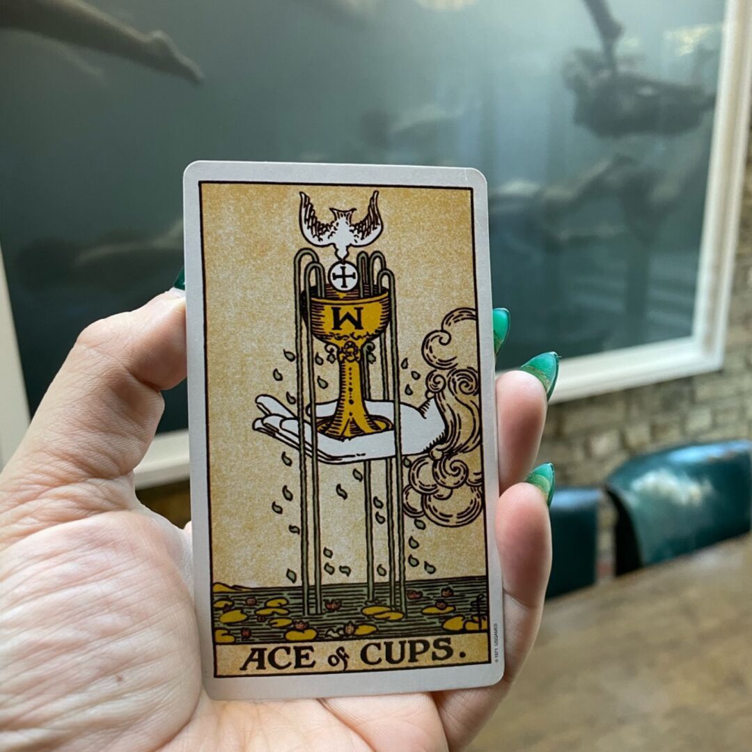 Photo of the Ace of Cups tarot card.